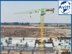 Topless tower crane working construction site